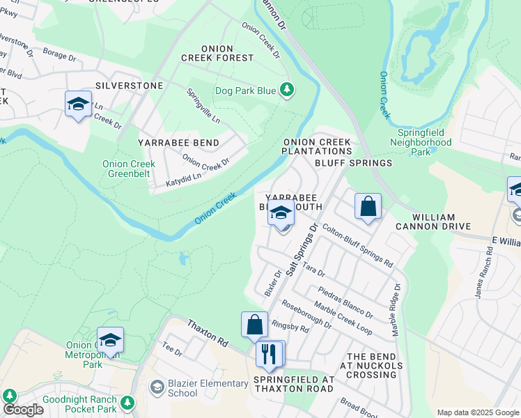 map of restaurants, bars, coffee shops, grocery stores, and more near 6104 Asa Drive in Austin