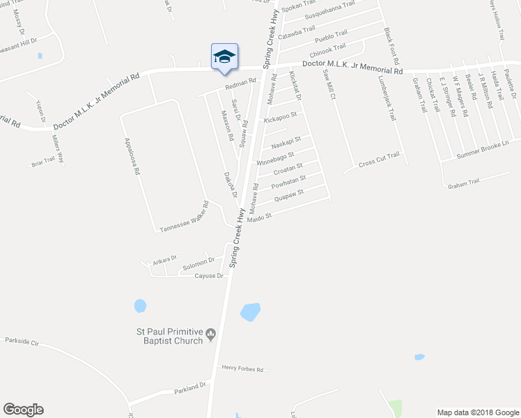 map of restaurants, bars, coffee shops, grocery stores, and more near 9 Quapaw Street in Crawfordville