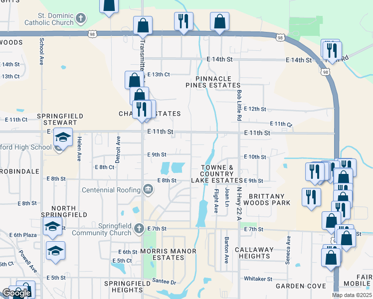 map of restaurants, bars, coffee shops, grocery stores, and more near 903 Russ Lake Drive in Panama City