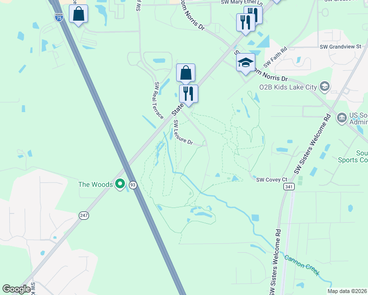 map of restaurants, bars, coffee shops, grocery stores, and more near 290 Southwest Leisure Drive in Lake City
