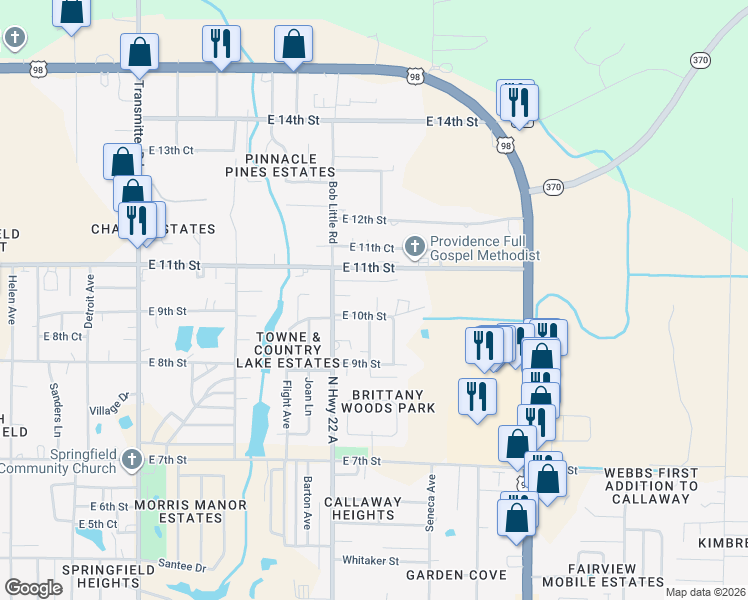 map of restaurants, bars, coffee shops, grocery stores, and more near 5126 E 10th Pl in Panama City