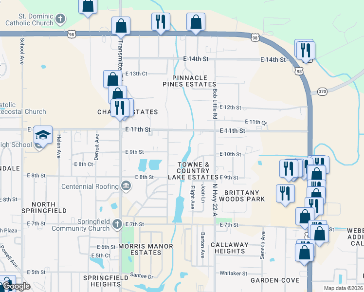 map of restaurants, bars, coffee shops, grocery stores, and more near 4008 East 10th Street in Panama City