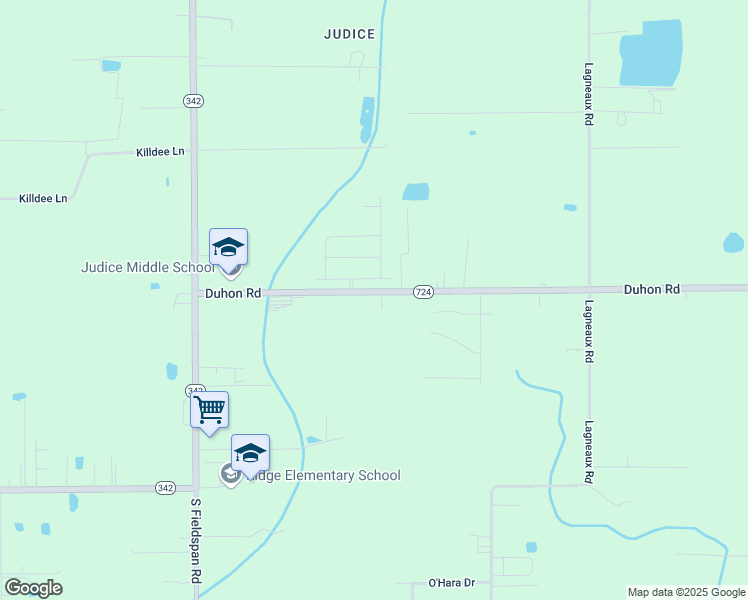 map of restaurants, bars, coffee shops, grocery stores, and more near 1707 Duhon Road in Duson