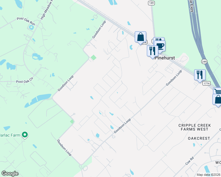 map of restaurants, bars, coffee shops, grocery stores, and more near 702 North Pine Hill Street in Pinehurst