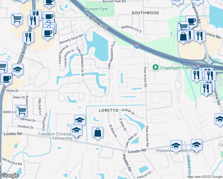map of restaurants, bars, coffee shops, grocery stores, and more near 11474 Stinger Way in Jacksonville