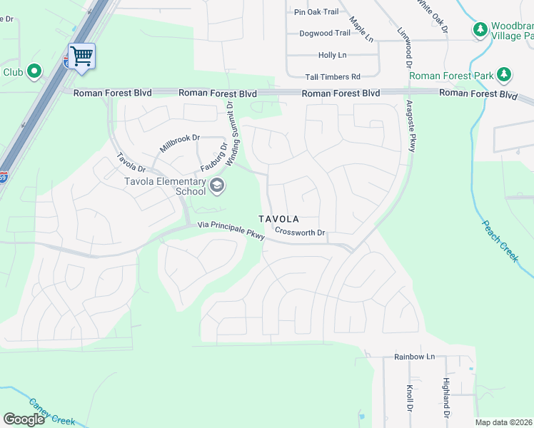 map of restaurants, bars, coffee shops, grocery stores, and more near 18956 Columbus Mill Drive in New Caney