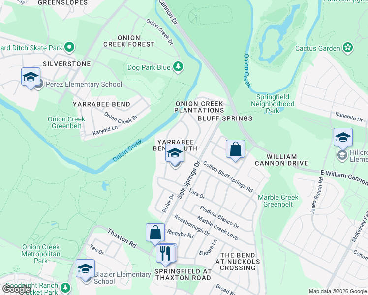 map of restaurants, bars, coffee shops, grocery stores, and more near 7331 Rhett Place in Austin