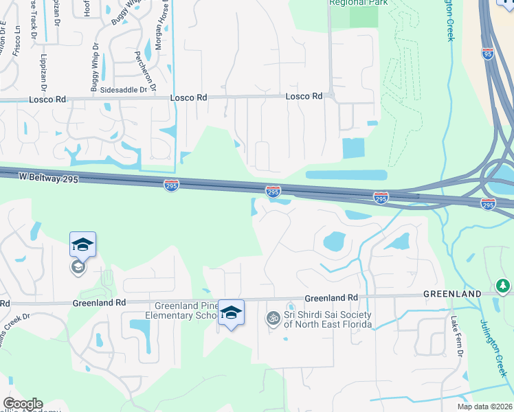 map of restaurants, bars, coffee shops, grocery stores, and more near 11508 Joliet Falls Lane in Jacksonville