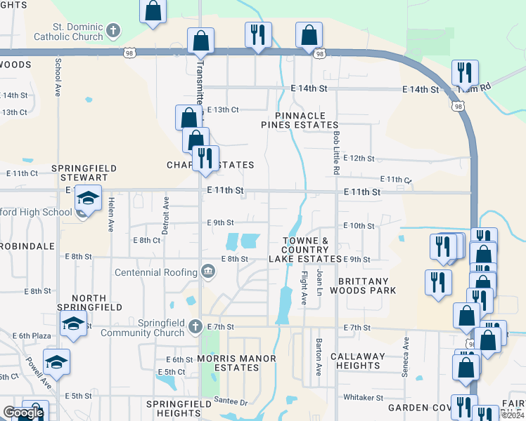 map of restaurants, bars, coffee shops, grocery stores, and more near 908 Russ Lake Drive in Panama City
