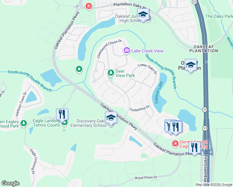 map of restaurants, bars, coffee shops, grocery stores, and more near 3506 Live Oak Hollow Drive in Orange Park