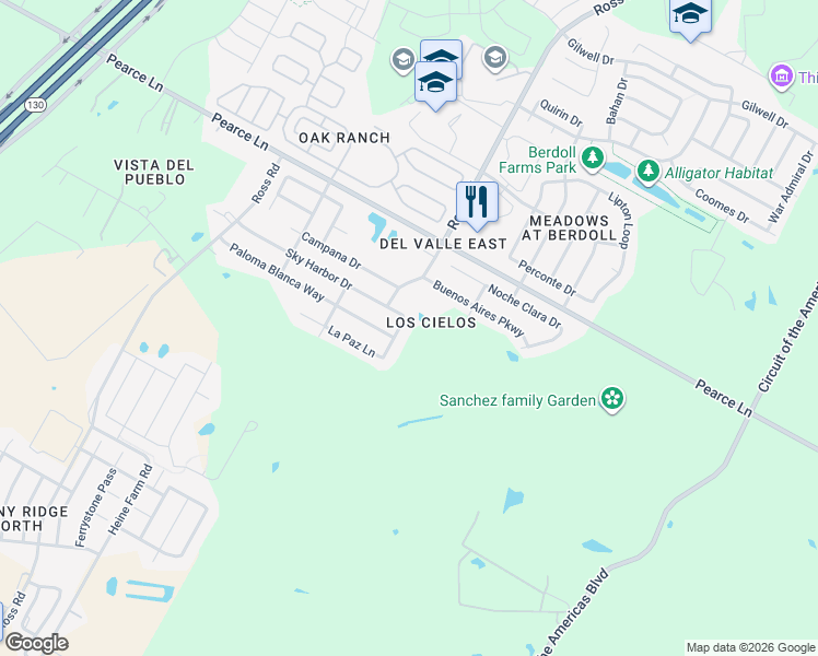 map of restaurants, bars, coffee shops, grocery stores, and more near 6205 Vida Nueva Avenue in Austin
