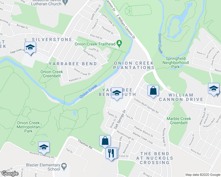 map of restaurants, bars, coffee shops, grocery stores, and more near 6104 Asa Drive in Austin