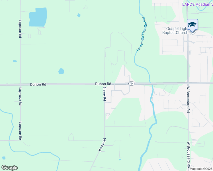map of restaurants, bars, coffee shops, grocery stores, and more near 1430 Breaux Road in Lafayette