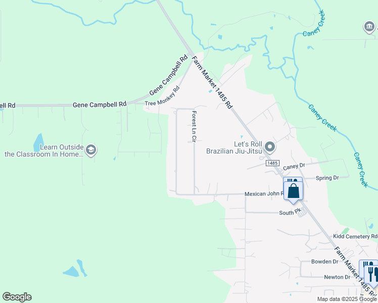 map of restaurants, bars, coffee shops, grocery stores, and more near 19374 Forest Lane Circle in New Caney