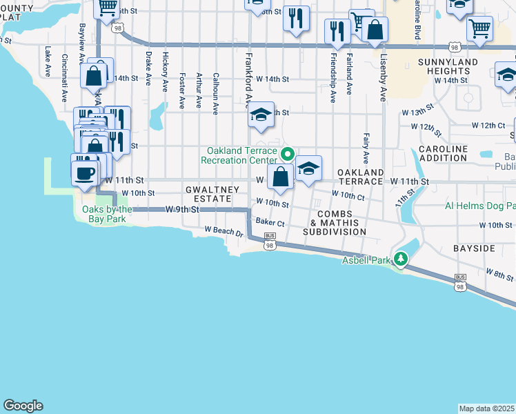 map of restaurants, bars, coffee shops, grocery stores, and more near 2026 Baker Court in Panama City
