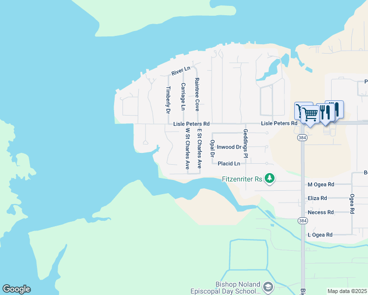 map of restaurants, bars, coffee shops, grocery stores, and more near 5009 Fernwood Drive in Lake Charles