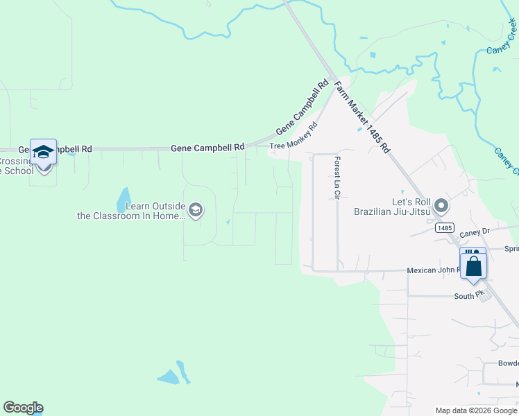 map of restaurants, bars, coffee shops, grocery stores, and more near 22322 Gene Campbell Road in New Caney