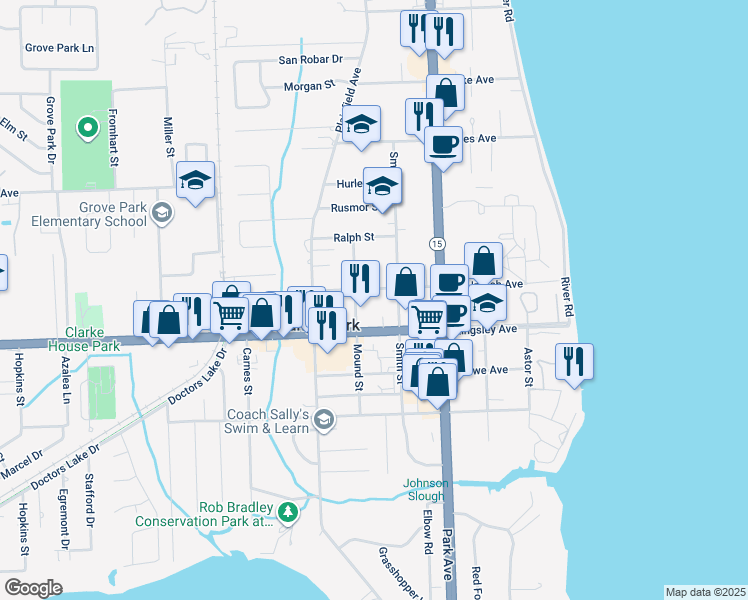 map of restaurants, bars, coffee shops, grocery stores, and more near 440 Mc Intosh Avenue in Orange Park