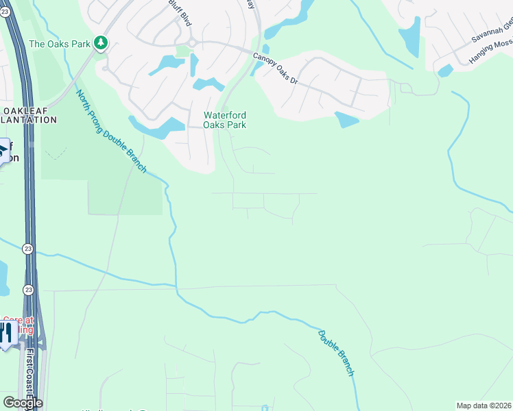 map of restaurants, bars, coffee shops, grocery stores, and more near 1307 Oakleaf Village Parkway in Orange Park