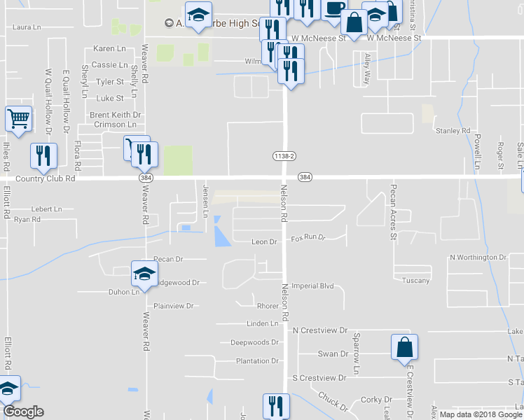 map of restaurants, bars, coffee shops, grocery stores, and more near 1860 South Tallowood Drive in Lake Charles