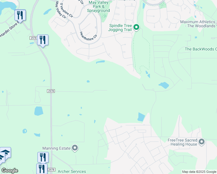 map of restaurants, bars, coffee shops, grocery stores, and more near 8402 Matthews Lane in Magnolia
