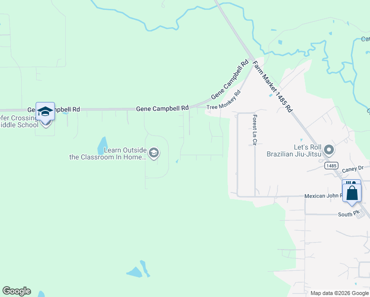 map of restaurants, bars, coffee shops, grocery stores, and more near 22322 Gene Campbell Road in New Caney