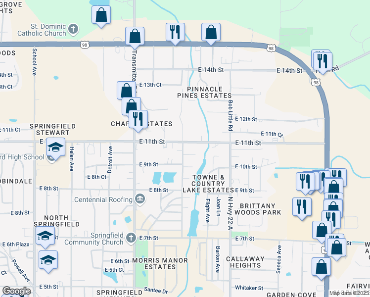 map of restaurants, bars, coffee shops, grocery stores, and more near 908 Russ Lake Drive in Panama City