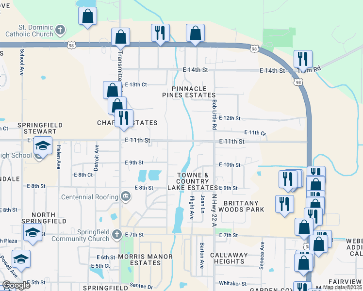 map of restaurants, bars, coffee shops, grocery stores, and more near 4010 East 10th Street in Panama City