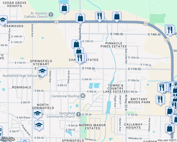 map of restaurants, bars, coffee shops, grocery stores, and more near 3927 East 9th Street in Panama City