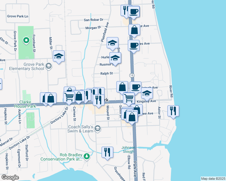 map of restaurants, bars, coffee shops, grocery stores, and more near 440 Mc Intosh Avenue in Orange Park