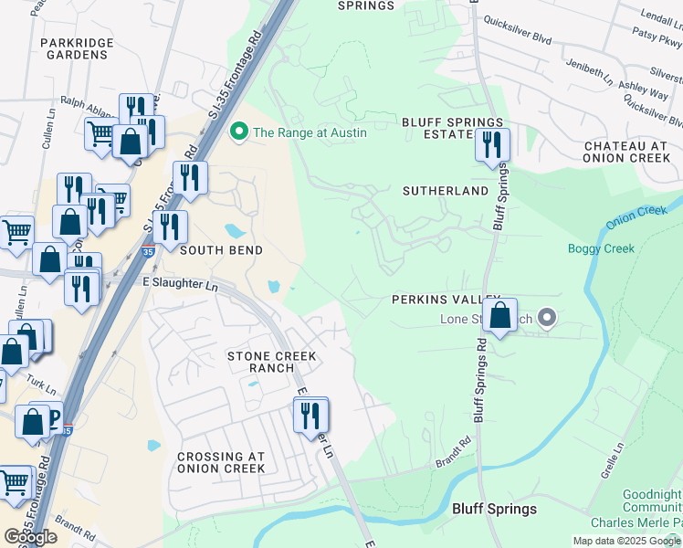 map of restaurants, bars, coffee shops, grocery stores, and more near 2205 Brockman Lane in Austin