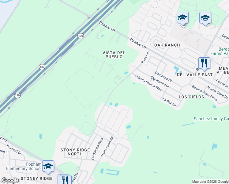 map of restaurants, bars, coffee shops, grocery stores, and more near 6206 Ross Road in Austin