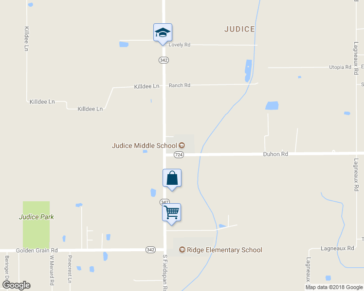 map of restaurants, bars, coffee shops, grocery stores, and more near 2645 South Fieldspan Road in Duson