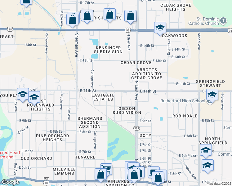 map of restaurants, bars, coffee shops, grocery stores, and more near 2601-2629 East 11th Street in Panama City