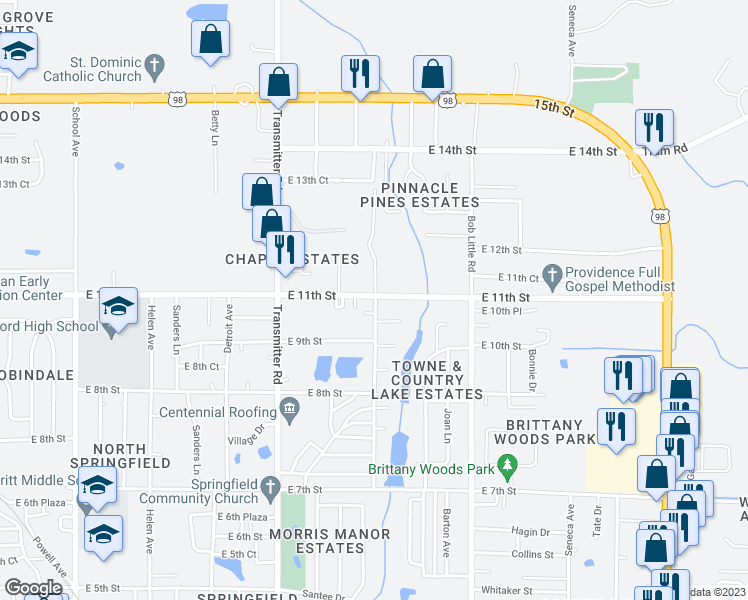 map of restaurants, bars, coffee shops, grocery stores, and more near 1005 Russ Lake Drive in Panama City