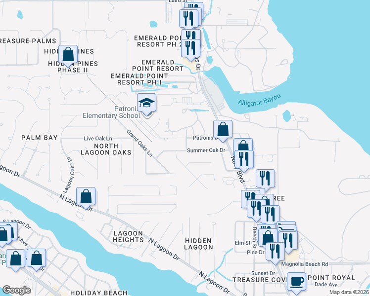 map of restaurants, bars, coffee shops, grocery stores, and more near 6438 Summer Oak Drive in Panama City Beach