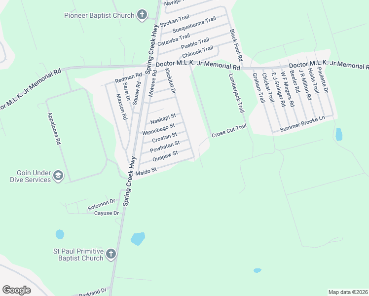 map of restaurants, bars, coffee shops, grocery stores, and more near 86 Quapaw Street in Crawfordville