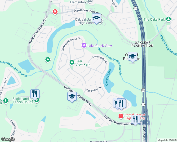 map of restaurants, bars, coffee shops, grocery stores, and more near 3460 Live Oak Hollow Drive in Orange Park