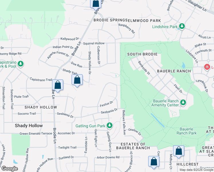 map of restaurants, bars, coffee shops, grocery stores, and more near 11024 Whiskey River Drive in Austin