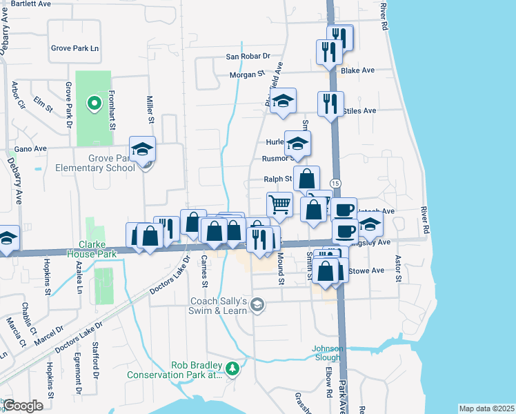 map of restaurants, bars, coffee shops, grocery stores, and more near 1829 Plainfield Avenue in Orange Park