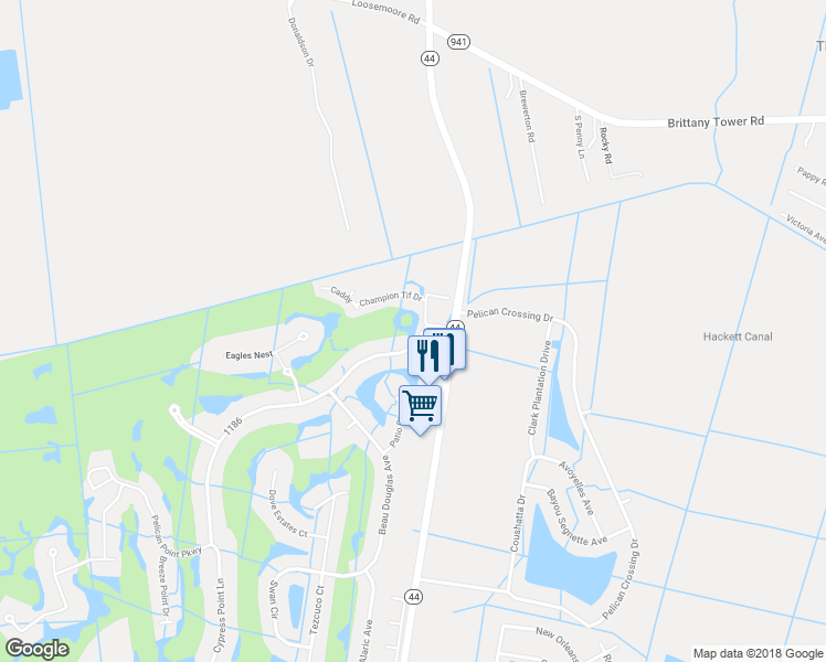 map of restaurants, bars, coffee shops, grocery stores, and more near 40023 Pelican Point Parkway in Gonzales