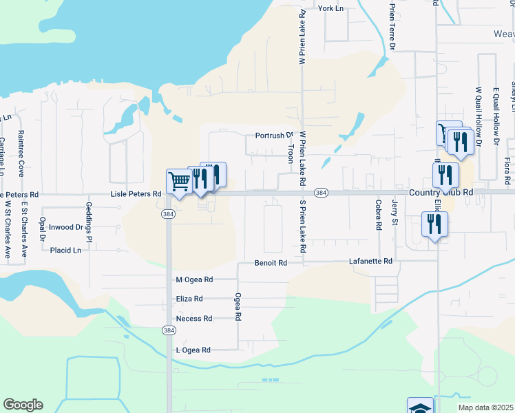 map of restaurants, bars, coffee shops, grocery stores, and more near 4908 West Westridge Park Drive in Lake Charles