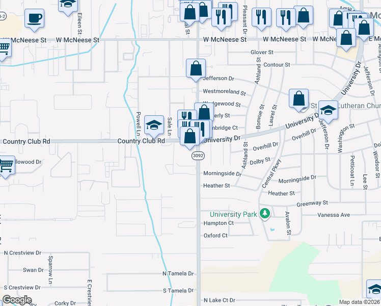 map of restaurants, bars, coffee shops, grocery stores, and more near 4940 Lake Street in Lake Charles