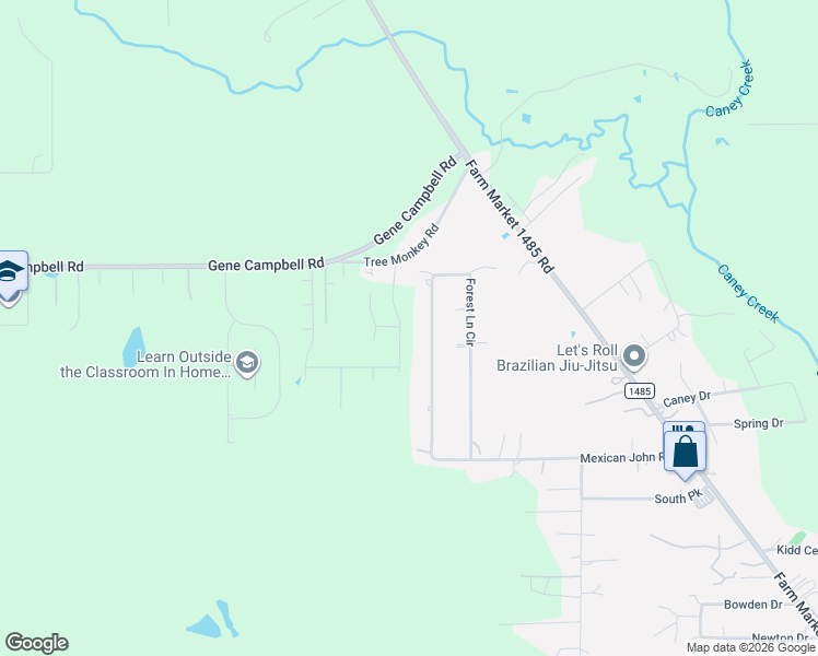 map of restaurants, bars, coffee shops, grocery stores, and more near 18885 Forest Lane Circle in New Caney