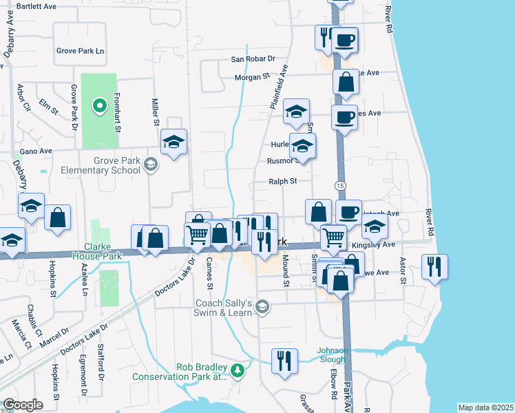 map of restaurants, bars, coffee shops, grocery stores, and more near 1829 Plainfield Avenue in Orange Park