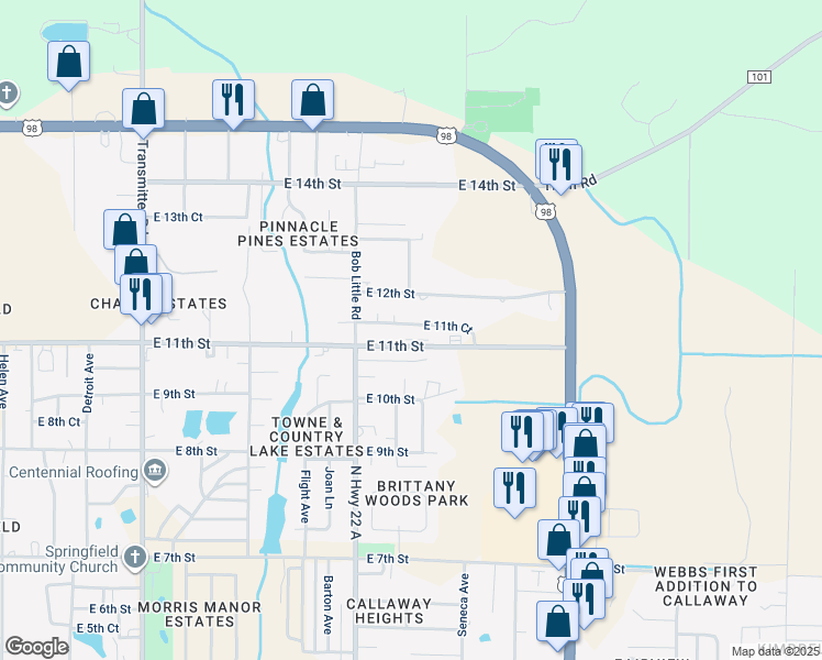 map of restaurants, bars, coffee shops, grocery stores, and more near 5110 East 11th Court in Panama City