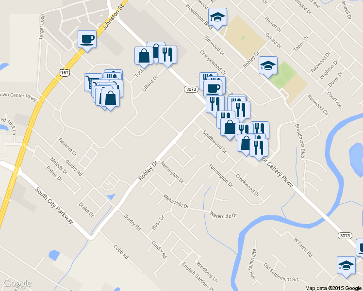 map of restaurants, bars, coffee shops, grocery stores, and more near 101 Danbury Circle in Lafayette