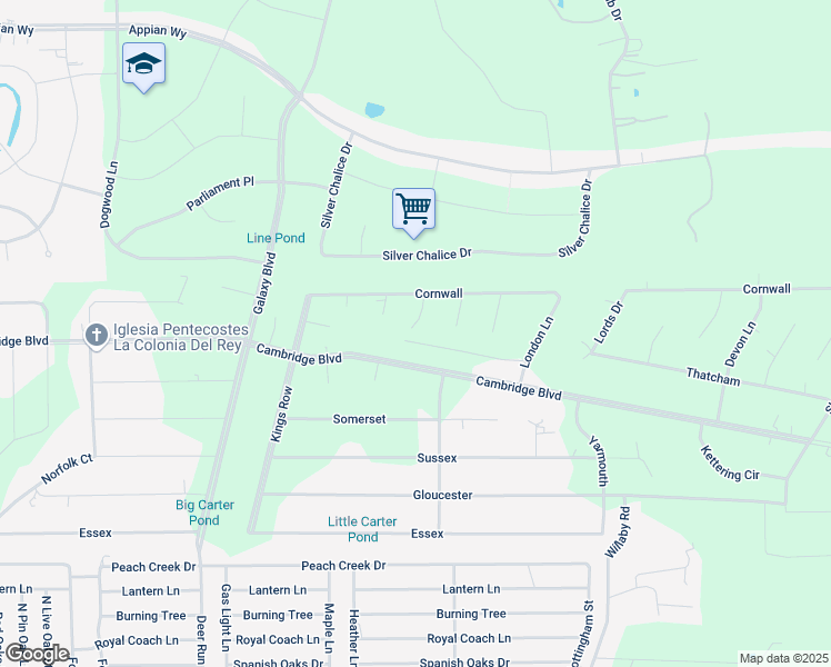 map of restaurants, bars, coffee shops, grocery stores, and more near 19112 Tenbury Court in New Caney