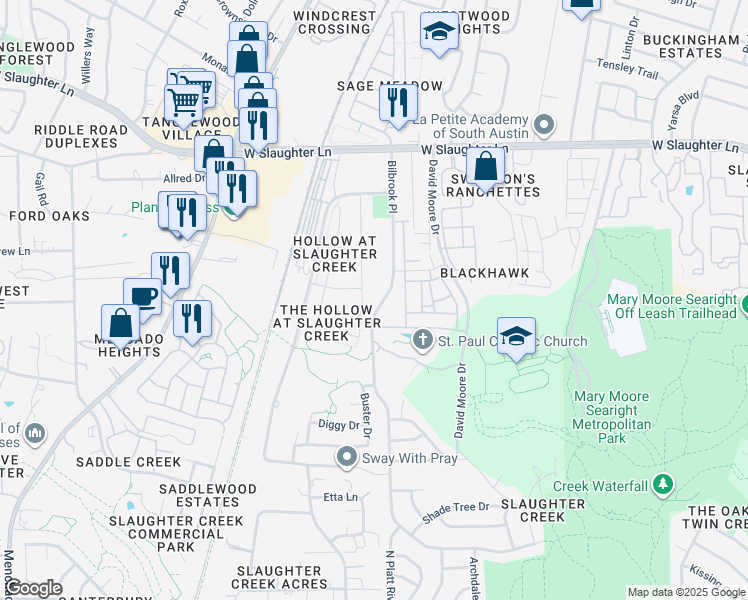 map of restaurants, bars, coffee shops, grocery stores, and more near in Austin