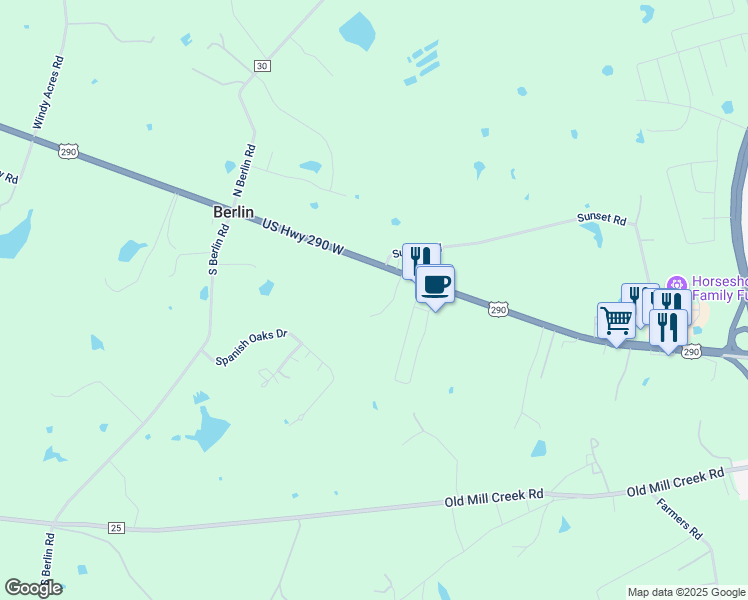 map of restaurants, bars, coffee shops, grocery stores, and more near 3015 U.S. 290 in Brenham